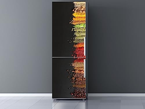 Oedim Vinilo Frigorífico Imitación Óleo Especias 185x70cm | Adhesivo Resistente | Pegatinas de Nevera Económicas y Elegantes | Vinilo Nevera