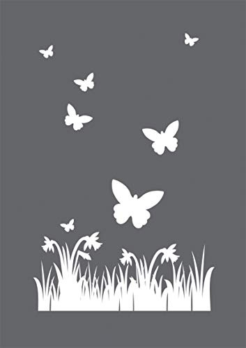 Rayher 45123000 Schablone Frühling, Format DIN A5, mit Rakel, sie bdruck-Schablone, Malschablone, selbstklebend
