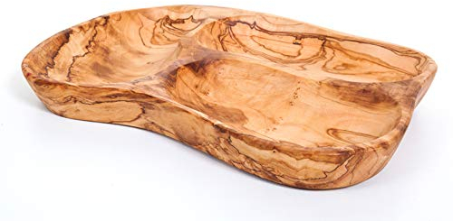 3 scomparti in legno di ulivo per immersioni, tapas, salsa, spuntini, aperitivo, piatti, piatti, 30 cm