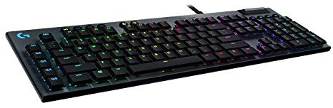 Logitech G 815 LIGHTSYNC - Tastiera meccanica da gioco RGB con interruttore a tasti lineari piatto, 5 tasti G programmabili, pass-through USB, speciali comandi multimediali (ricondizionati)