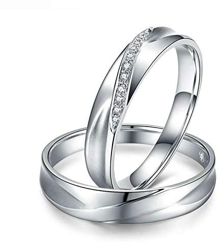 KnSam Frau Ring, 750 Trauring, 18 K Ring Frau Gold Ring Ehe Ehering-Sets 18 Karat (750) Weißgold Mit Diamant Runden Für Frau Frau Silber