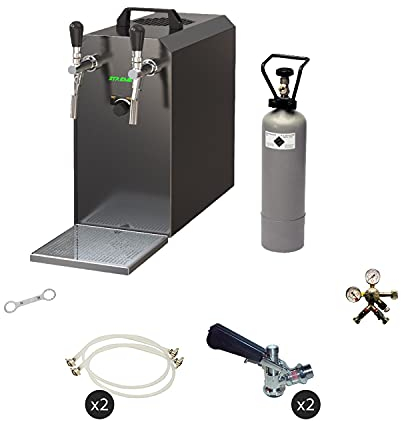 Komplett Set - Zapfanlage Stream 50 Bierkoffer, Bierzapfanlage, Durchlaufkühler 2-leitig Trockenkühler, bis zu 55 Liter/h - Black Edition, Zapfkopf:ohne, Zapfkopf 2:ohne