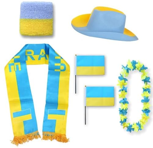 Sonia Originelli Fan-Set Ukraine Fan-Set 1 XXL - Ukrainische Fanartikel EM WM Fußball Party Karneval