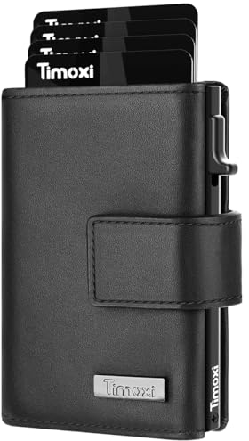 Timoxi Kreditkartenetui Mini Wallet mit Münzfach I Geldbeutel Herren I RFID Schutz I Kartenetui für 10 Karten I Portemonnaie Klein Geldbörse I Aluminium Kartenhalter für Karten