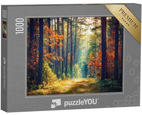 puzzleYOU: Puzzle 1000 Teile „Sonniger Herbstwald“ – aus der Puzzle-Kollektion Natur, Wälder, Jahreszeiten, Wald & Bäume