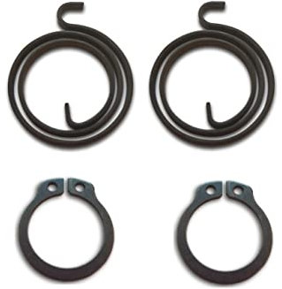 Generic Door Handle Repair Kit - 2x 2.5 Turns Springs & 2x Circlips - Alloy Steel, 100% - Black - 2 cm x 2 cm
