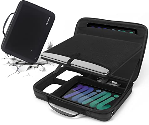 Smatree Hartschale für MacBook Pro 16 Zoll, Transporttasche, kompatibel mit MacBook Pro 16 Zoll 15,4 Zoll 2021/ Samsung Galaxy Book2 Pro 15,6 Zoll, Tasche, mit Zubehörfach – Schwarz
