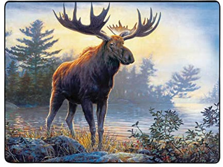 Maßgeschneiderter Teppich mit Tiermotiv, Nord-Elch-Druck, für Wohnzimmer, Schlafzimmer, Esszimmer, Zuhause, Büro, 160 x 122 cm