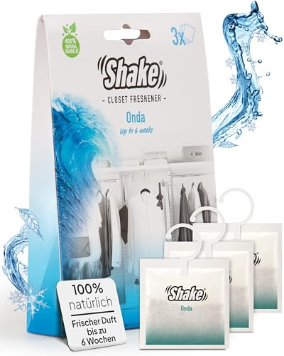 SHAKE Duftsäckchen Kleiderschrank (Meeresbrise) • Duftkissen für Schrank, Schublade, Bad, Tasche, Auto • Raumduft gegen schlechte Gerüche • Parfüm zum Aufhängen • 3 Duftkissen