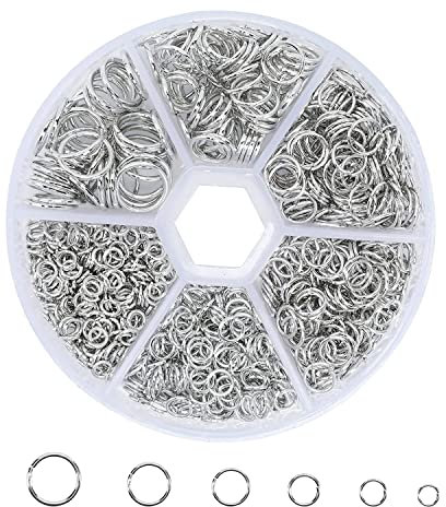 Open Jump Rings,970 pcs Round Jump Rings Jewelery Making Supplies Small Split Ring Jewelry Findings Tools Key Ring Hoop,for DIY Craft Necklaces Earring Bracelet Keychain(4mm, 5mm, 6mm, 7mm, 8mm, 10mm)