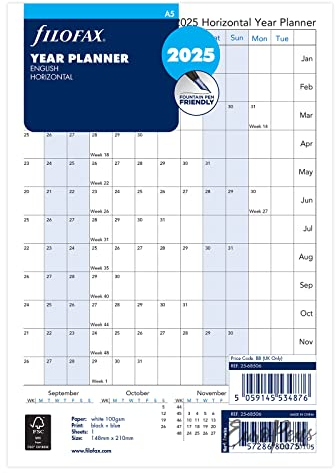Filofax A5 Jahresplaner horizontal 2025 25-68506