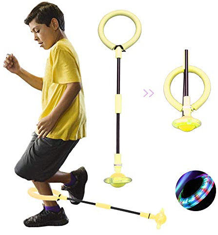 JUNBAOYYDS Anneau de Saut Clignotant pour Enfants, Cheville Skip Ball,Anneau de Saut de Cheville, Balle De Saut Flash Pliable, pour Enfants Ou Adultes (Jaune)