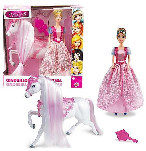 Fairytale Princess, GIOCHI PREZIOSI, FAT021 Puppe 30 cm, mit Prinzessinnen-Outfit, Pferd und Zubehör, Aschenputtel, Spielzeug für Kinder ab 3 Jahren