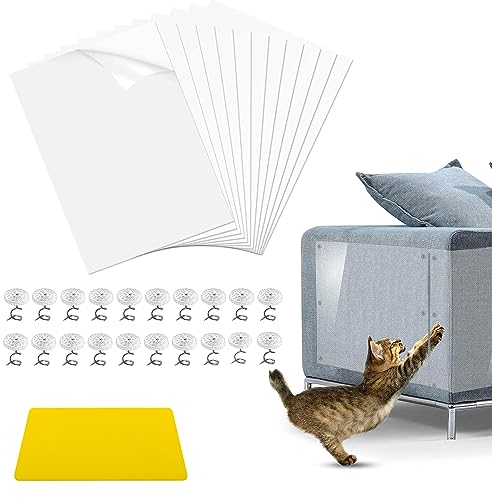 12 Stück Katzen Kratzschutz Folie(45x30cm), Anti Kratz Folie für Katzen, Kratzschutz Sofa Klebefolie, Selbstklebende Schutzfolie für Möbel, Tür, Wand