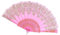 Folding Fan Handheld Silk Fabric With Lotus Pendant, Spanish Style Hand Fans for Wall Decoration, Wedding Birthday Gifts (Pink)