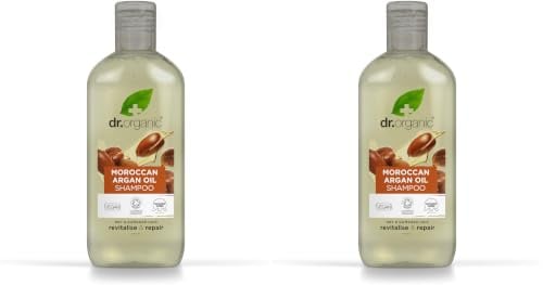 Dr Organic, Organic Moroccan Argan Oil Shampoo, Natural, Vegan, Cruelty Free, Paraben & SLS Free, Eco Friendly Recyclable Packaging, For Women & Men, Palm Oil Free, 265ml (Pack of 2)