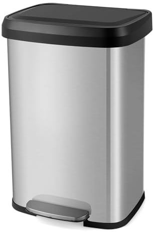 COSTWAY Bidone per Pattumiera da 50 L, Pattumiera da Cucina con Pedale, Coperchio e Scomparto Deodorante, Ideale per Casa Ufficio (50L, Argento)