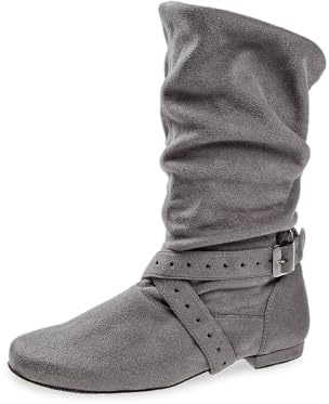 Diamant Damen Tanzstiefel 202-005-620 - Microfaser Grau - 1,2 cm Micro-Heel - Rauledersohle - Made in Germany