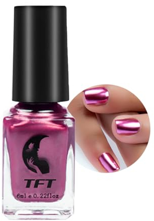 6ML Metallic Nagellack - Silver Spiegelnagellack, Langlebiger Dauerhafter Metallischer Effekt Nagellack - Glänzende Chrom Nagellack - Kein UV benötigt (06)