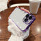 ADKOT Custodia per telefono placcata con cornice quadrata di lusso per iPhone 11 12 13 Mini 14 Pro Max XR XS 7 8 Plus SE2 SE3, viola chiaro, per iPhone 12