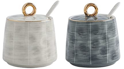 Sugar Pot Ceramic Sugar Bowl,Ceramic Sugar Pot with Lid,Sugar Bowl with Lid and Milk Jug,Creamer and Sugar Sets,Milk Jug and Sugar Pot,Decoration for Kitchen-Red-Sugar Bowl (Color : Green+Grey, Size