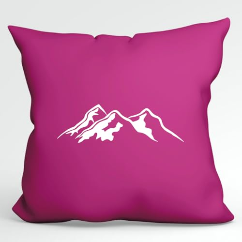 Huuraa Couchkissen Berg Silhouette Mountain Geschenk 40x40cm mit Füllung Fuchsia Baumwolle Berg Silhouette Souvenir