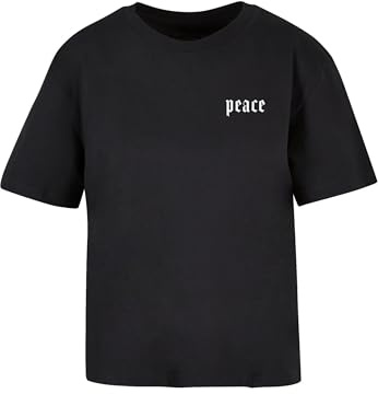 Miss Tee Damen Girls Peace Hand Tee Black, S