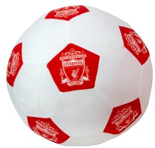 Character World Liverpool rundes Fußballkissen, offizielles Lizenzprodukt, superweich, weißes Fußball-Wappenkissen, perfekt für jedes Schlafzimmer, auf dem Sofa, 25 x 25 cm