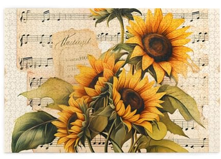1000 Piece Jigsaw Puzzles for Adults Sheet Music Sunflowers Jigsaw Puzzles for Adults 1000 Challenging Jigsaw Puzzle Games