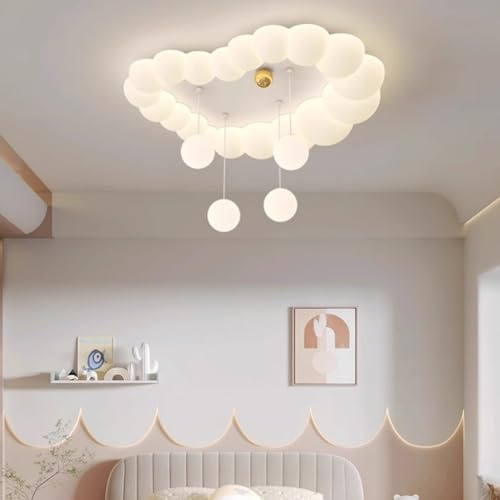 Harpochten Deckenleuchte LED Dimmbar Deckenlampe Mit Fernbedienung Modern Wolken Design Mädchen Jungen Schlafzimmer Kinderzimmer Pendelleuchte Für Babyzimmer Kindergarten Kreative Innenbeleuchtung(Whi