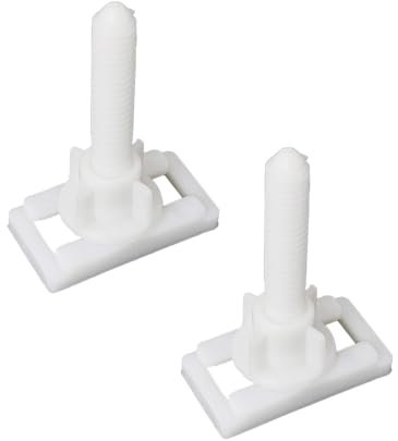 2 Pack Toilet Seat Hinge Bolts, Plastic White Rectangular Shaped Toilet Seat Hinge Bolts Nuts Fixing Fitting Kit, Toilet Seat Repair Tool