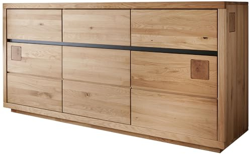 Lomadox Sideboard 175 cm breit Kommode Anrichte Schrank Wohnzimmerschrank Wohnzimmermöbel Möbel in Eiche massiv geölt