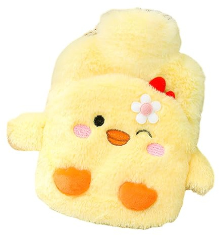 Streamzio Hot Water Bottle with Cover, 400ML Hot Water Bag with Cute Plush Cover for Pain Relief, Period Cramps, Hot and Cold Compress, and Winter Warmth (Duck)
