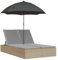 Wenjingqi-368084 Doppelliege mit Kissen und Sonnenschirm, Polyrattan, Beige