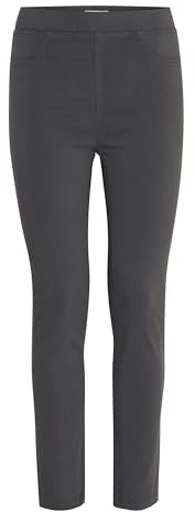 OXMO OXKeily Damen Jeggings Treggings Hose Stoffhose mit Gummizug Eingrifftaschen Label-Details leicht elastisch Slim fit, Größe:M, Farbe:Ebony (194104)