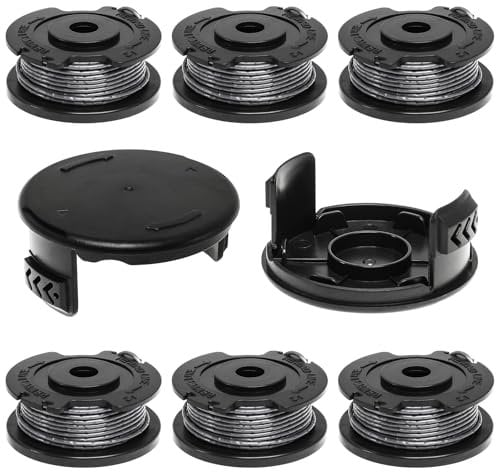 6 Pièces Bobine Rechange pour Bosch ART 23 SL 26 SL- Ø1,65mm 4,9m Coupe Bordure Bobine F016800569 F016800385 avec Couvercle de Bobine de Rechange F016F04557