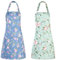 BOHUIZ 2 Stück Kochschürzen Damen, Blumenschürze Küchenschürze Damen, wasserdichte und verstellbare Kochschürze, Kittelschürze Damen für Küche, Garten, Grillen und Salon, Schürze Damen mit Tasche