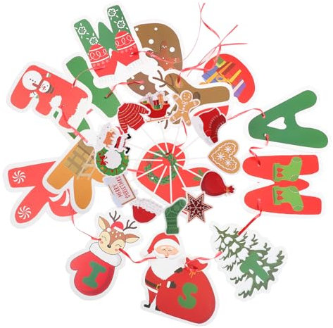 PartyKindom Weihnachtsbanner Satz aus Papier mit Wimpelkette für Wand und Kamin Partydekoration