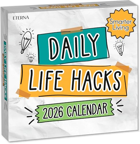 2026 Daily Life Hacks Desktop-Kalender | Tag zu Tag Abreißkalender mit 365 interessanten Hacks & Fakten für den Alltag des Jahres, Fun Box Kalender Geschenk für Männer oder Frauen