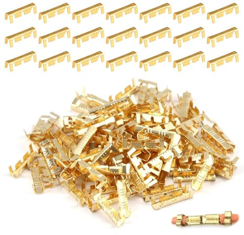 AzureRay 100 pz connettori elettrici a crimpare e terminali Faston elettrici, puntalini elettrici a crimpare, per fili 0.5-1.5mm, ottone resistente alla corrosione