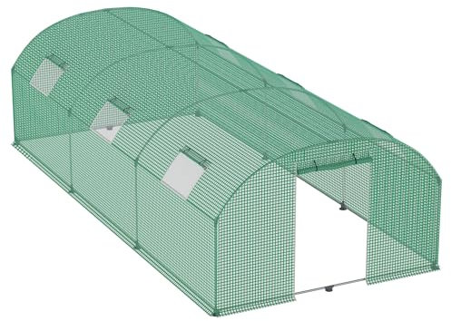 PEILU Invernadero para exteriores de 3 x 6 x 2 m, marco de acero galvanizado, lona resistente al invierno, con puerta y ventana, resistente al invierno, invernaderos, jardinería, casa de plantas para