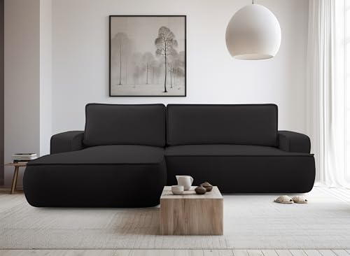 AXLIVING Ablia Sofa L Form mit Schlaffunktion Schwarzes 267 cm L