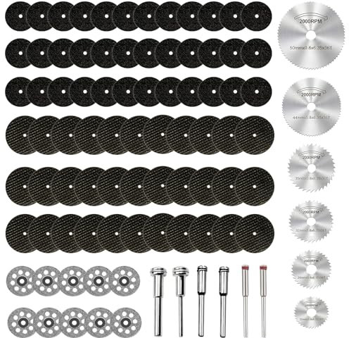 88 PCS Drill Cutting Discs for Rotary Tool,HSS Circular Saw Blades Diamond Cutting Wheel Discs Set, Precision Cutting,Use for Use with Dremel Rotary Tools,for Cutting Plastics and Metals
