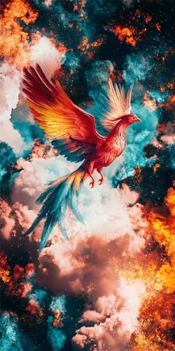 Phoenix Diamond Art, color 5d Diamond Painting Kits for Adults, DIY Full Drill Crystal Art Kits for Kids, Cross Stitch Crystal Arts Crafts for Beginner, Adult Gifts, Home Wall Decoration 40x80cm B-546