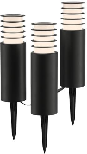 Brilliant Außenleuchte Caruso Gartenspieß 3er Set in schwarz - dimmbare Außenlampe mit RBG, CCT Farbtemperatur einstellbar - Tuya Smart kompatibel, per App steuerbar - LED Gartenstrahler mit IP44