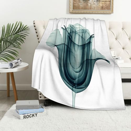 MAAPCHP Flannel Fleece Blanket Throws for Sofa Fluffy Blanket Bed Throw for Bedroom Xray Flower,X ray Image of a Rose Flower Romance Symbol Creati Blanket for Bed, Couch,Car 60x80in