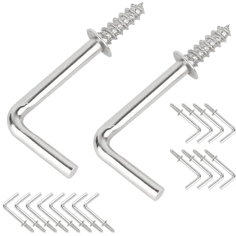 Qrity 29mm L Hakenschrauben, Kleine Schraubhaken, Wandhaken mit Gewinde, Rechtswinkel Deckenhaken für Hängende Pflanzen Dekorationen, 20 Stück