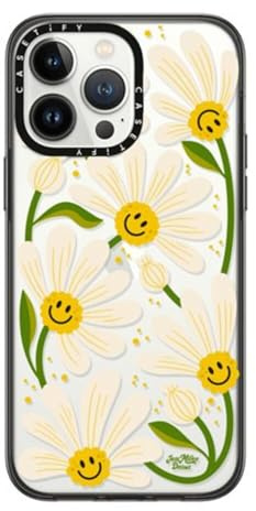 CASETiFY Compact Schutzhülle für iPhone 14 Pro Max [2 x Falltest in Militärqualität/1,2 m Fallschutz] - 90s Daisy - Schwarz
