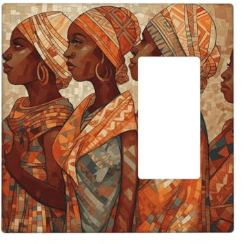 Placche decorative da parete in ceramica etnica africana, copertura per interruttore della luce, 2 gang, piastra elettrica per interruttore elettrico, copertura in termoplastica per dispositivo