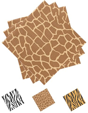 JENCVNL 40 Stück Hirsch Servietten, 33 cm*33 cm Servietten Dschungel, Hirsch-Thema,Party-Dekorationen für Dschungel Safari Geburtstag (Giraffenmuster)